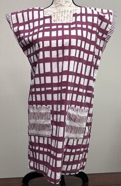 Brooke Wright Women’s Square Neck Mini Shift Dress Maroon White Size Large